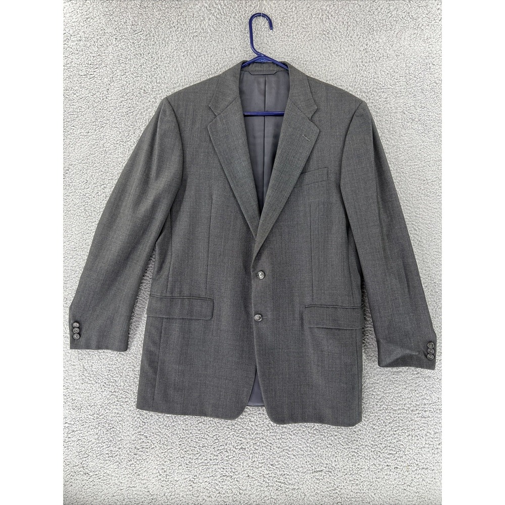 Hickey Freeman Mens Gray Tasmanian Wool Blazer Sport Coat Two Button Jacket 42L